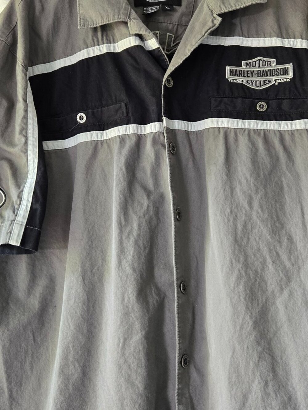 Harley Davidson Garage Shirt Size XL Color Block, Grey and Black - Picture 1 of 6